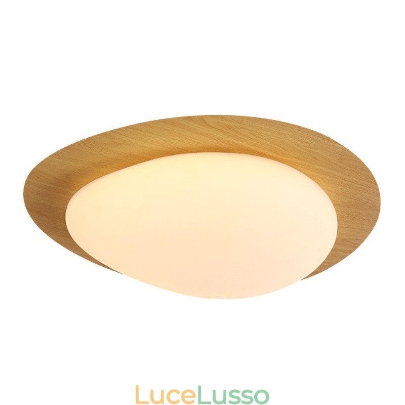 Lampada da soffitto con ciottoli di legno nordico con protezione degli occhi a spettro completo dimmerabile