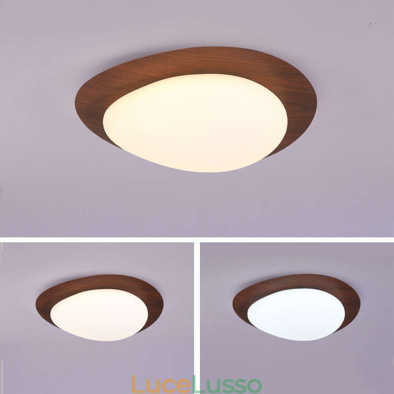 Lampada da soffitto con ciottoli di legno nordico con protezione degli occhi a spettro completo dimmerabile