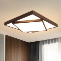 Lampada da soffitto in legno di noce nero quadrato a due livelli, moderna, contemporanea, in stile nordico, da montare a filo, utilizzabile anche come applique