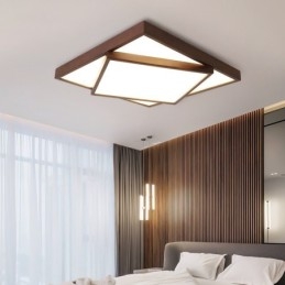 Lampada da soffitto in legno di noce nero quadrato a due livelli, moderna, contemporanea, in stile nordico, da montare a filo, utilizzabile anche come applique