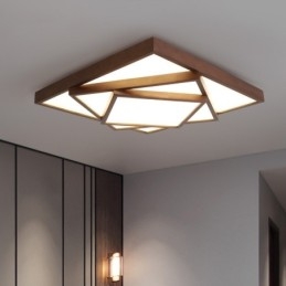 Lampada da soffitto in legno di noce nero quadrato a 3 livelli, moderna, contemporanea, in stile nordico, da montare a filo, utilizzabile anche come applique