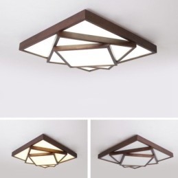 Lampada da soffitto in legno di noce nero quadrato a 3 livelli, moderna, contemporanea, in stile nordico, da montare a filo, utilizzabile anche come applique