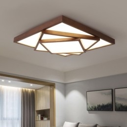 Lampada da soffitto in legno di noce nero quadrato a 3 livelli, moderna, contemporanea, in stile nordico, da montare a filo, utilizzabile anche come applique