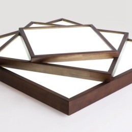 Lampada da soffitto in legno di noce nero quadrato a 3 livelli, moderna, contemporanea, in stile nordico, da montare a filo, utilizzabile anche come applique