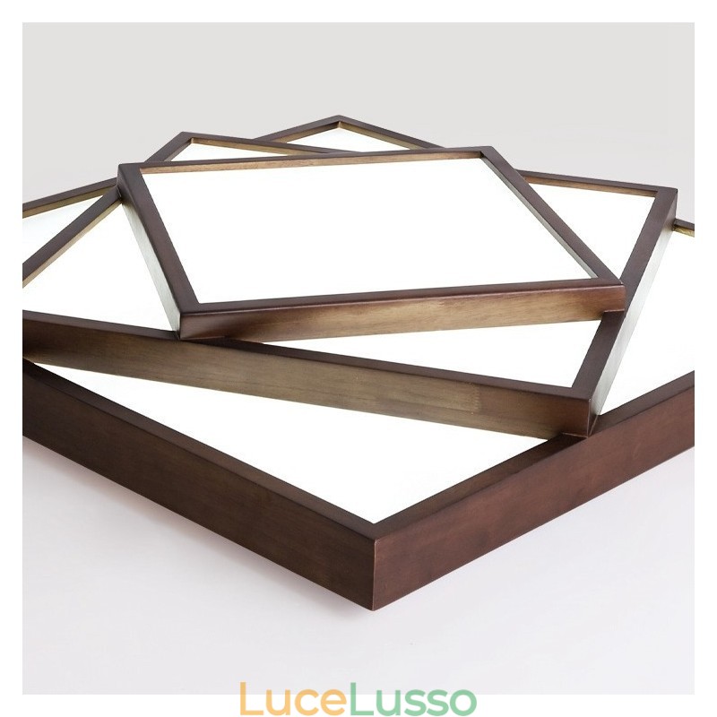 Lampada da soffitto in legno di noce nero quadrato a 3 livelli, moderna, contemporanea, in stile nordico, da montare a filo, utilizzabile anche come applique