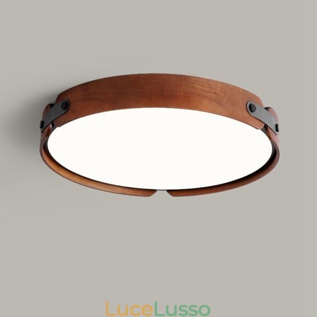 Lampada da soffitto a filo in legno di noce nero semplice rotonda nordica Lampada da soffitto a filo in legno di noce nero semplice rotonda nordica