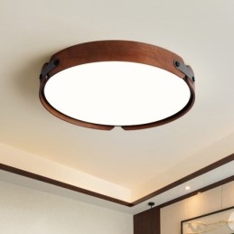 Lampada da soffitto a filo in legno di noce nero semplice rotonda nordica