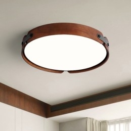 Lampada da soffitto a filo in legno di noce nero semplice rotonda nordica