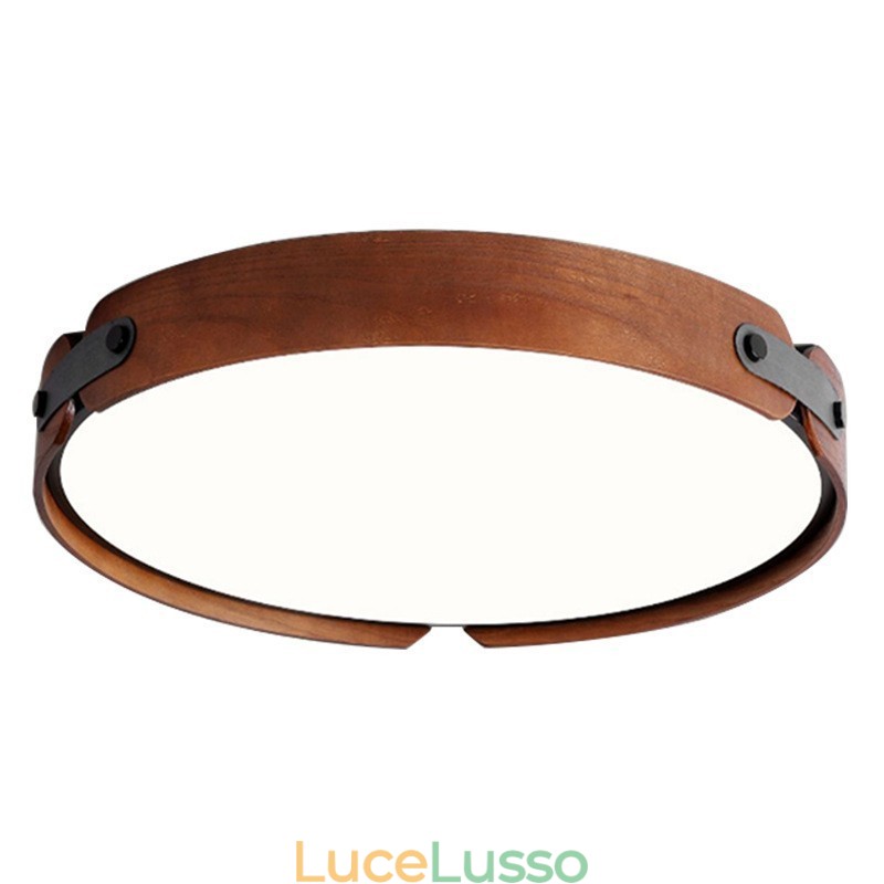 Lampada da soffitto a filo in legno di noce nero semplice rotonda nordica