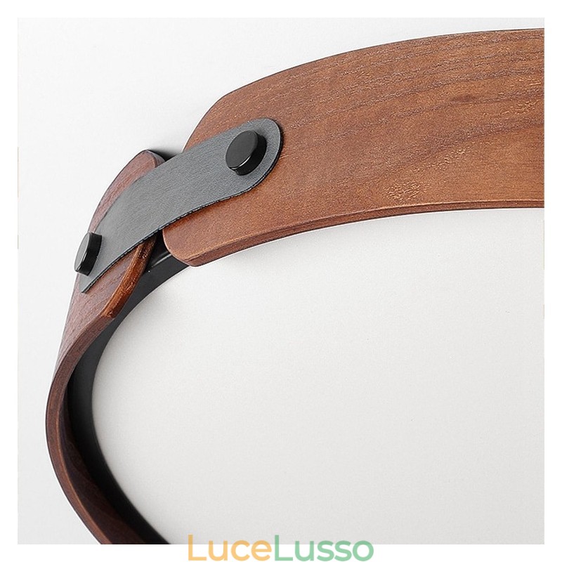 Lampada da soffitto a filo in legno di noce nero semplice rotonda nordica