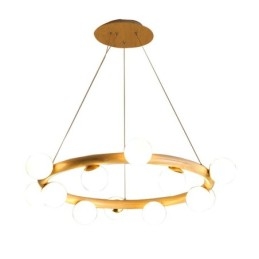 Lampadario a sospensione in legno moderno semplice con paralumi a forma di fagiolo ad anello nordico