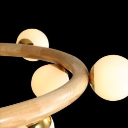 Lampadario a sospensione in legno moderno semplice con paralumi a forma di fagiolo ad anello nordico