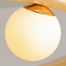 Lampadario a sospensione in legno moderno semplice con paralumi a forma di fagiolo ad anello nordico