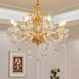 Lampadario a candela in cristallo color oro di lusso a 6 e 8 luci