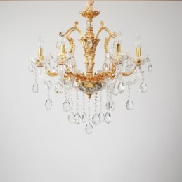 Lampadario a candela in cristallo color oro di lusso a 6 e 8 luci
