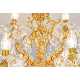 Lampadario a candela in cristallo color oro di lusso a due livelli con 18 luci
