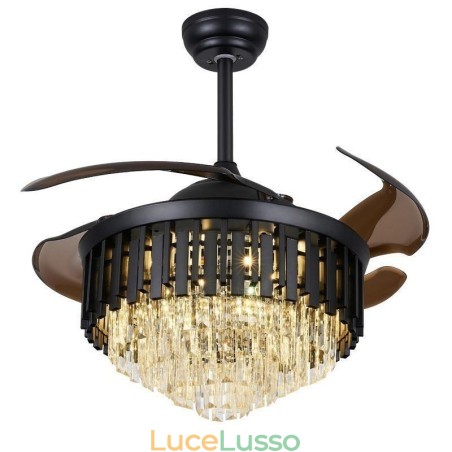 Ventilatore da soffitto retrattile con luce in cristallo Ventilatore da soffitto retrattile con luce in cristallo