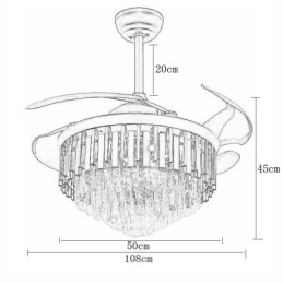 Ventilatore da soffitto retrattile con luce in cristallo