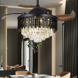 Ventilatore da soffitto retrattile con luce in cristallo
