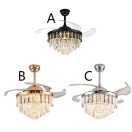 Ventilatore da soffitto retrattile con luce in cristallo