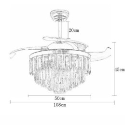 Ventilatore da soffitto retrattile con luce in cristallo