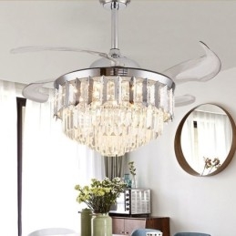 Ventilatore da soffitto retrattile con luce in cristallo