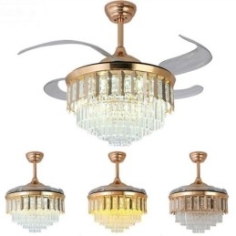 Ventilatore da soffitto retrattile con luce in cristallo
