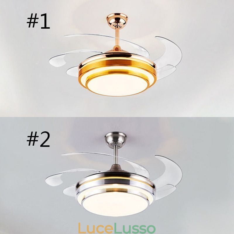 Lampada moderna per ventilatore da soffitto, lama in ABS, illuminazione acrilica