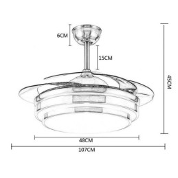 Lampada moderna per ventilatore da soffitto, lama in ABS, illuminazione acrilica