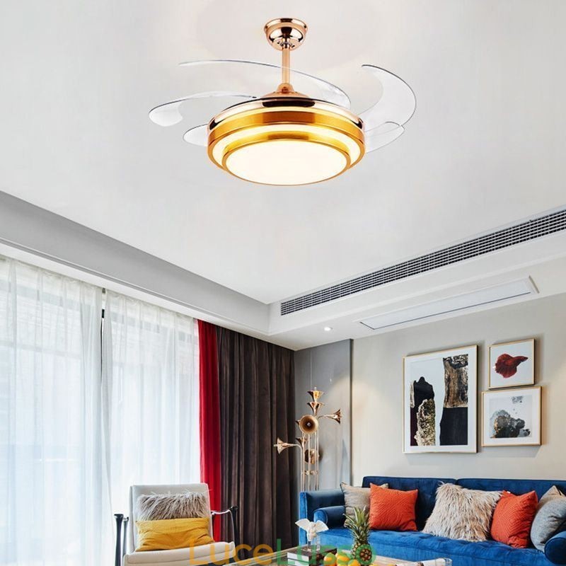 Lampada moderna per ventilatore da soffitto, lama in ABS, illuminazione acrilica