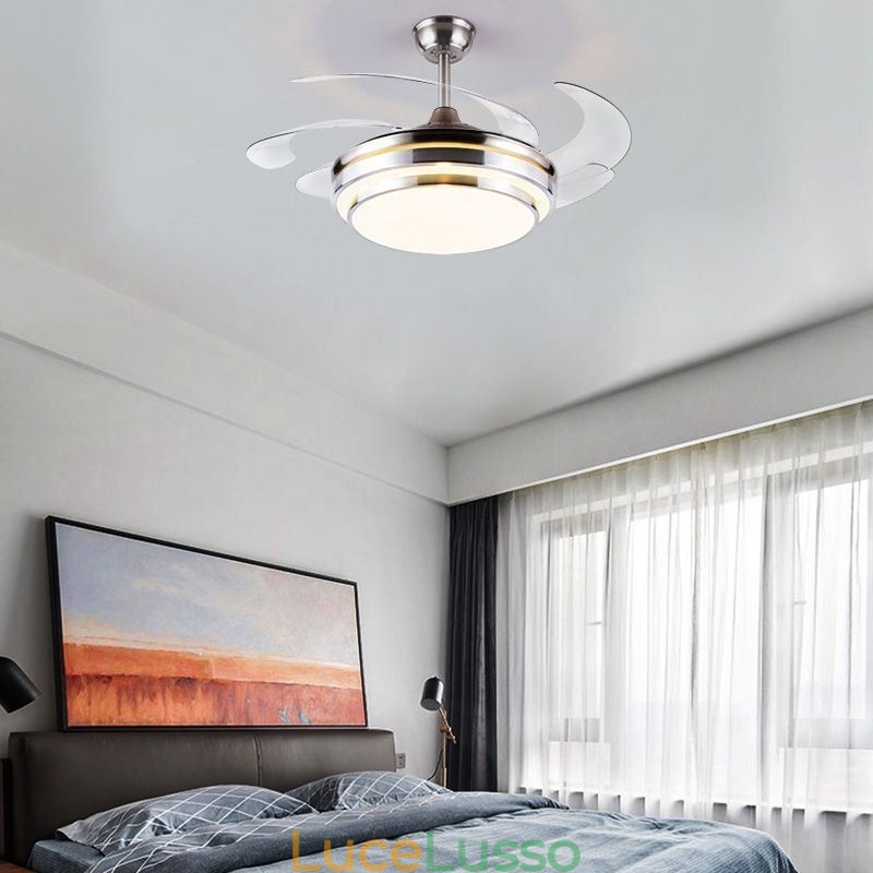 Lampada moderna per ventilatore da soffitto, lama in ABS, illuminazione acrilica
