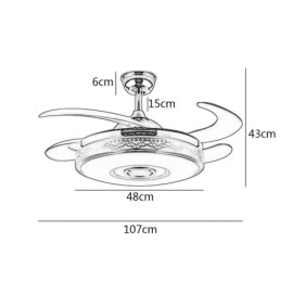 Ventilatore da soffitto elettrico moderno con luce inverter