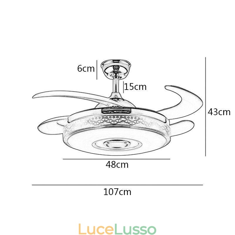 Ventilatore da soffitto elettrico moderno con luce inverter