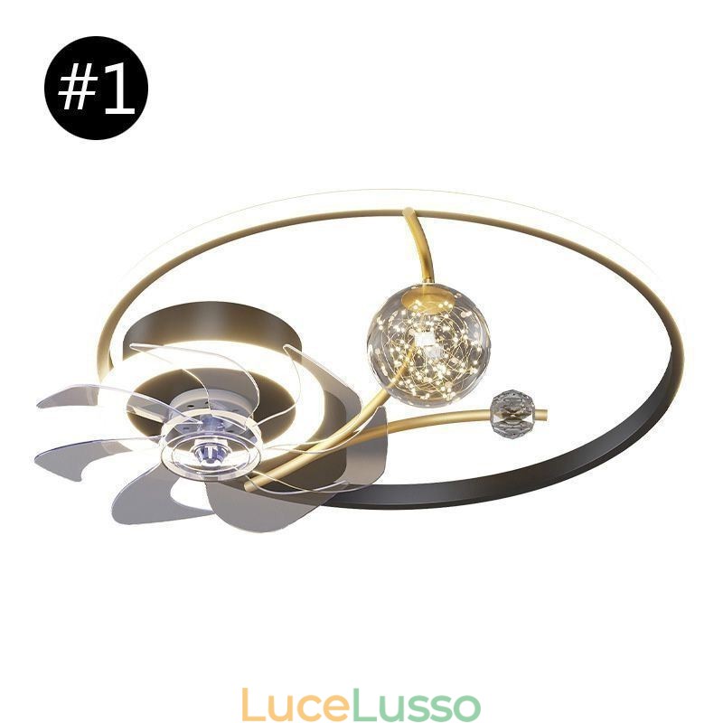 Ventilatore da soffitto con luci Lampada decorativa Ventilatore in acrilico