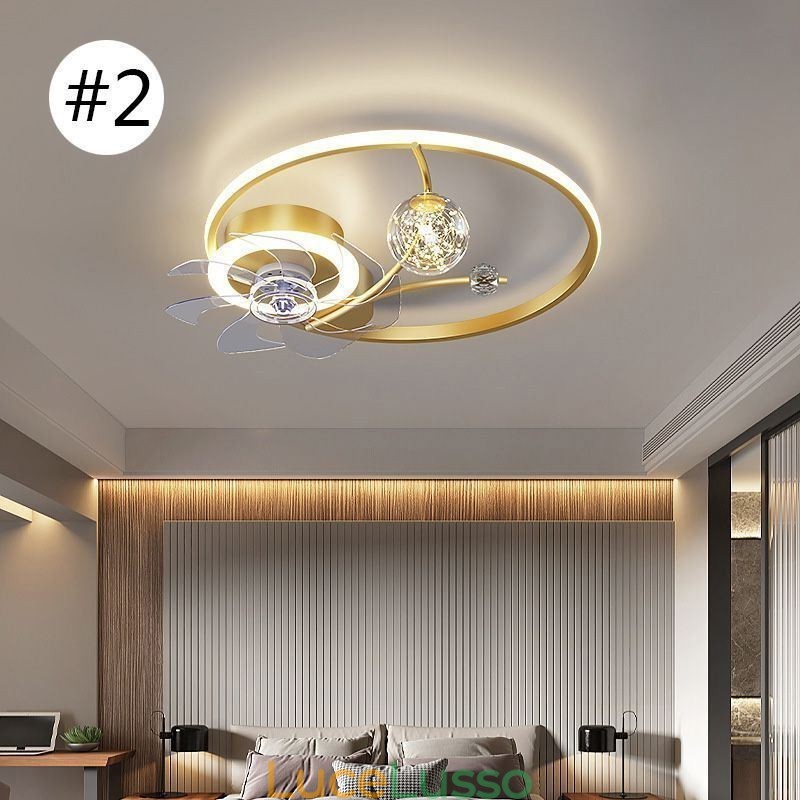 Ventilatore da soffitto con luci Lampada decorativa Ventilatore in acrilico