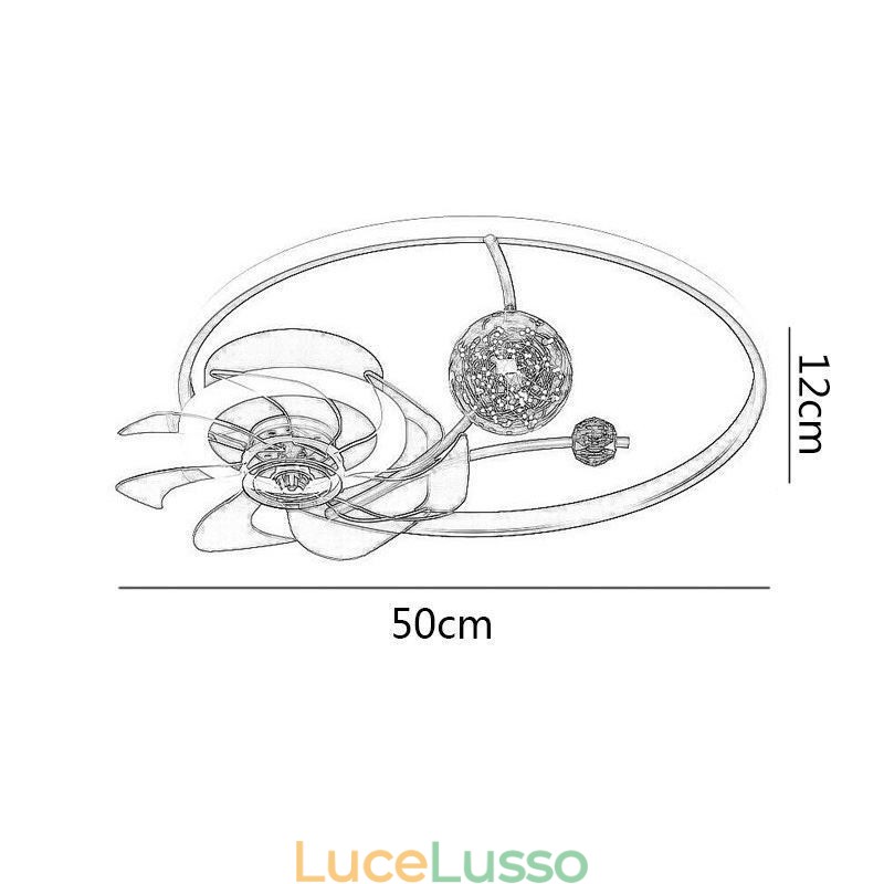 Ventilatore da soffitto con luci Lampada decorativa Ventilatore in acrilico