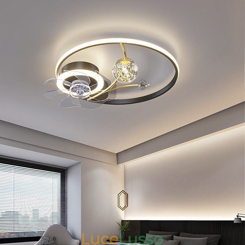 Ventilatore da soffitto con luci Lampada decorativa Ventilatore in acrilico