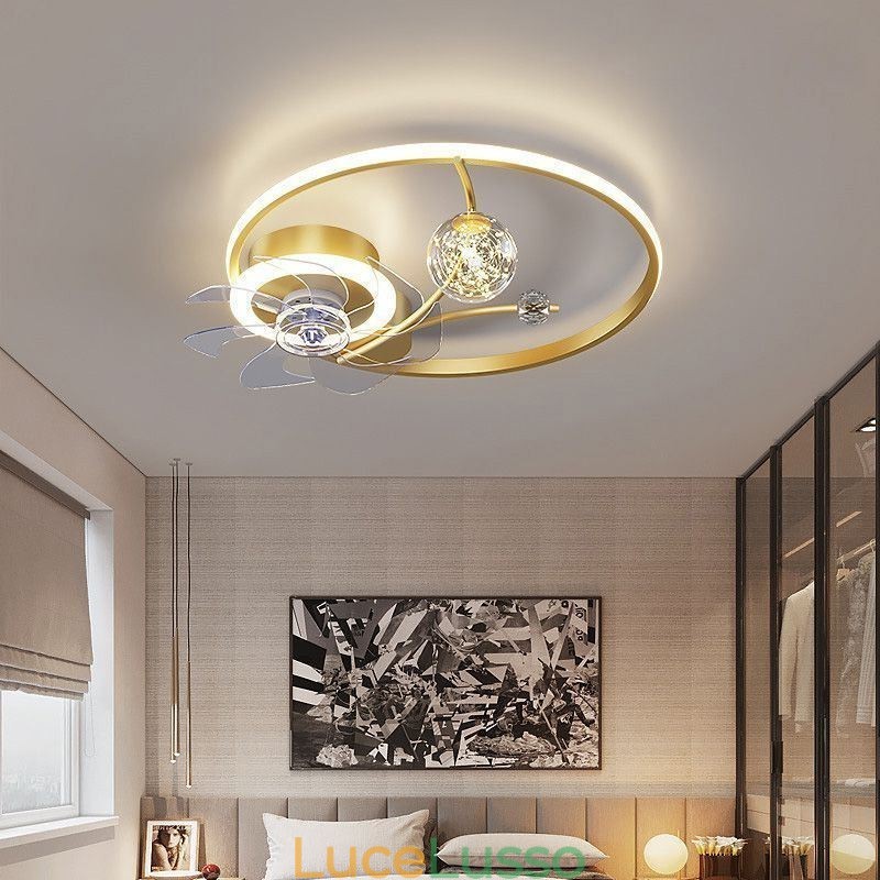 Ventilatore da soffitto con luci Lampada decorativa Ventilatore in acrilico
