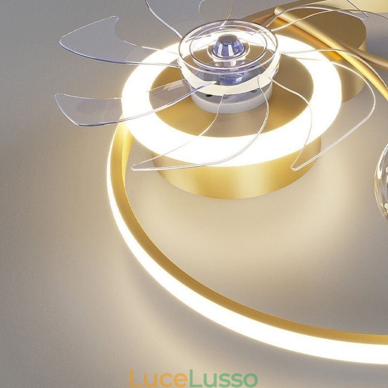 Ventilatore da soffitto con luci Lampada decorativa Ventilatore in acrilico