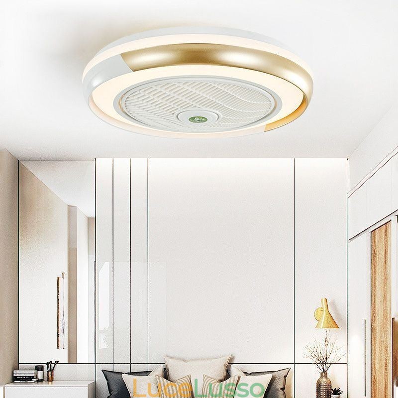 Moderne luci per ventilatori da soffitto Lampada da soffitto rotonda in acrilico con telecomando