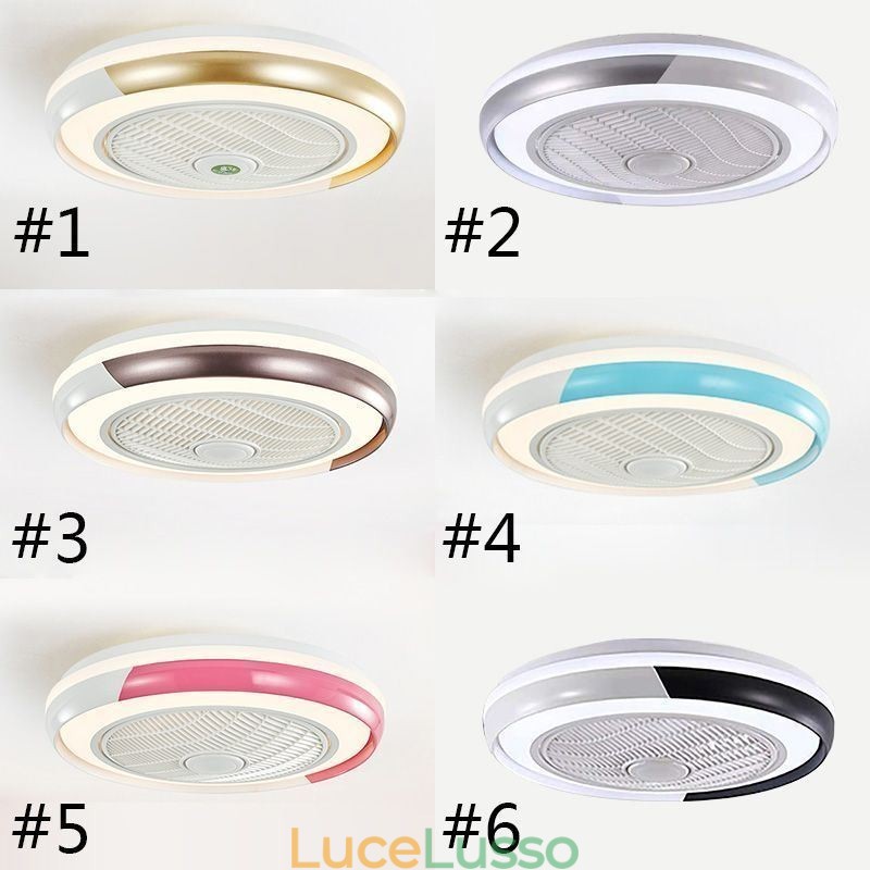 Moderne luci per ventilatori da soffitto Lampada da soffitto rotonda in acrilico con telecomando