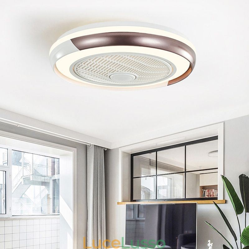 Moderne luci per ventilatori da soffitto Lampada da soffitto rotonda in acrilico con telecomando