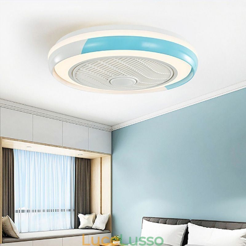 Moderne luci per ventilatori da soffitto Lampada da soffitto rotonda in acrilico con telecomando