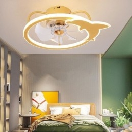 Ventilatore da soffitto a forma di cartone animato, lampada da soffitto creativa per bambini