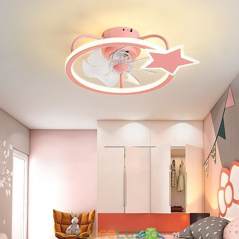 Ventilatore da soffitto a forma di cartone animato, lampada da soffitto creativa per bambini
