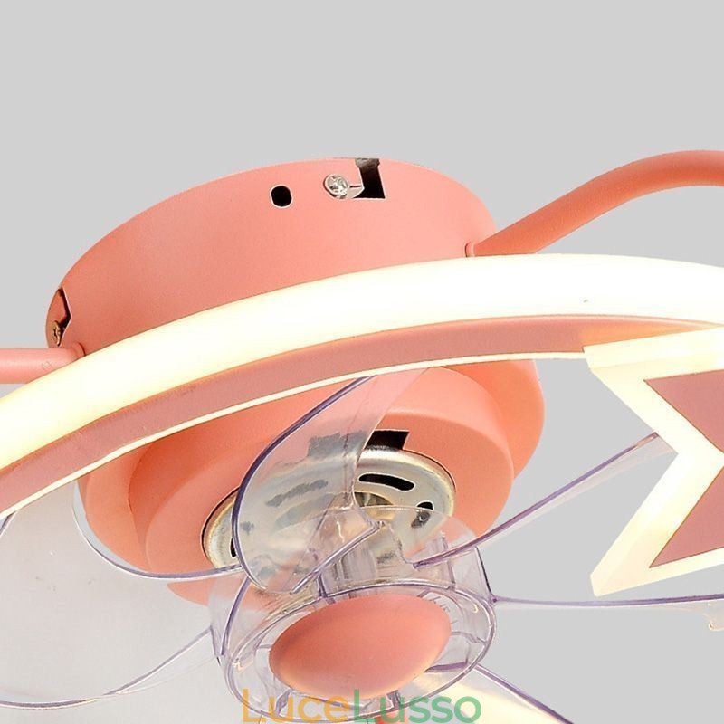 Ventilatore da soffitto a forma di cartone animato, lampada da soffitto creativa per bambini