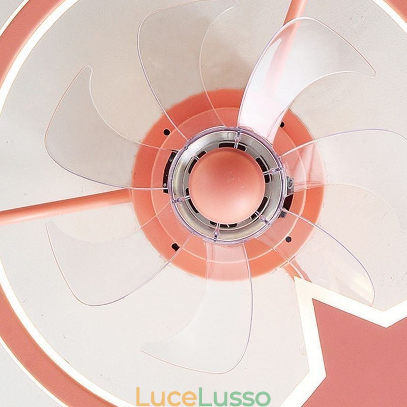 Ventilatore da soffitto a forma di cartone animato, lampada da soffitto creativa per bambini