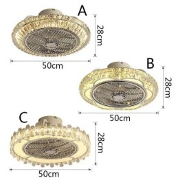 Lampada da soffitto rotonda in oro con ventilatore da soffitto in cristallo