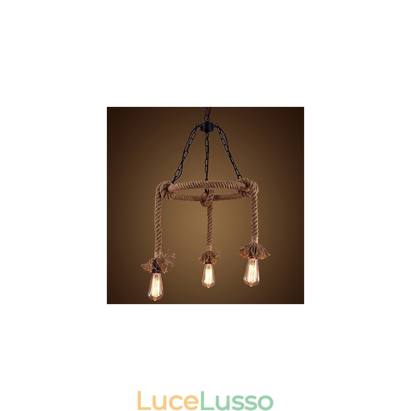 Lampadario in canapa country americana