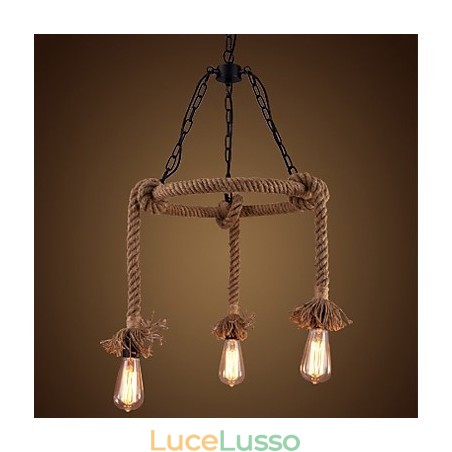 Lampadario in canapa country americana